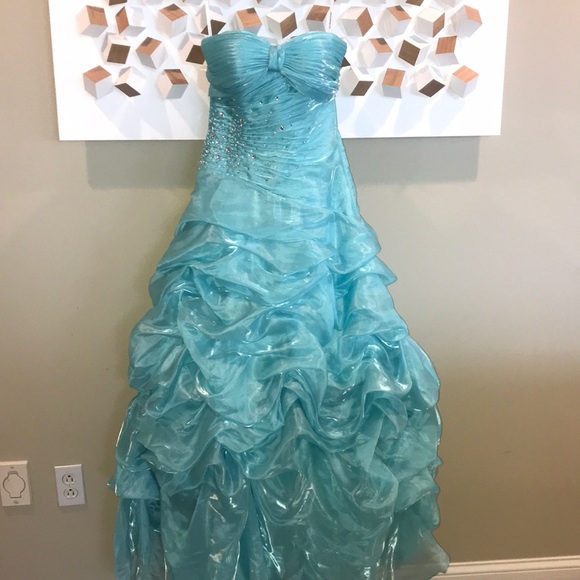 Teal Prom Dress - Picture 2 of 4